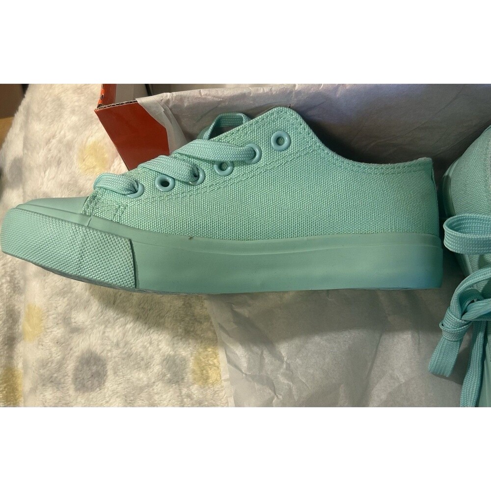 SPORTS Teal Canvas Low Top Lace-Up Sneaker Tennis Shoes Unisex Kids US size 5